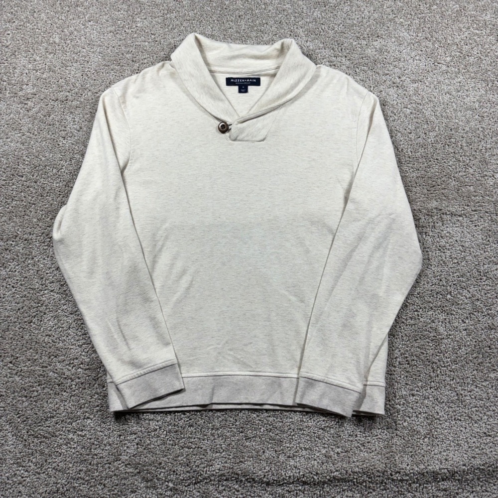 Mizzen+Main Mens Oatmeal Heather Shawl Neck Button Pullover Sweater Size M